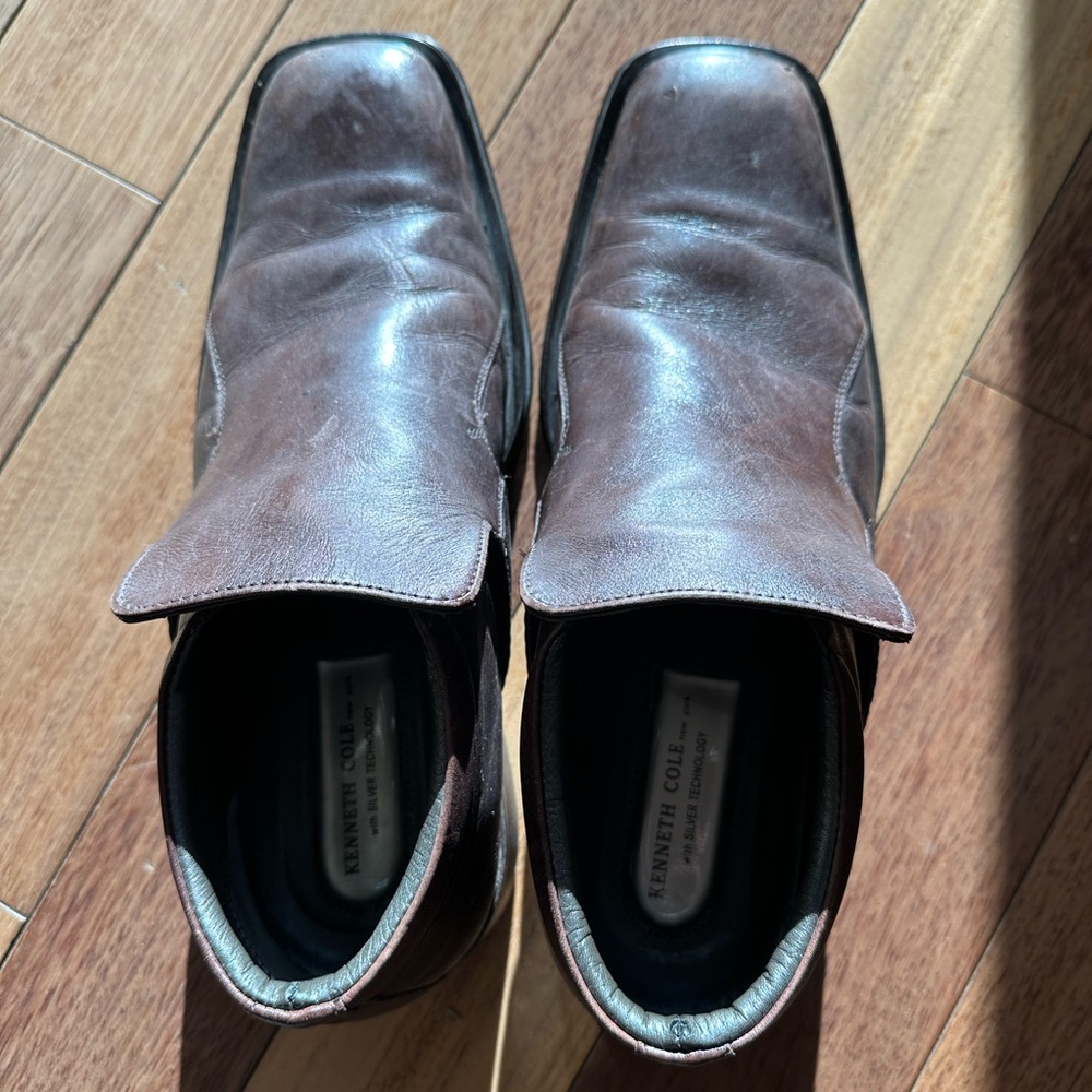 Kenneth Cole Men’s Brown Leather Slip-On Dress Shoes Size 10